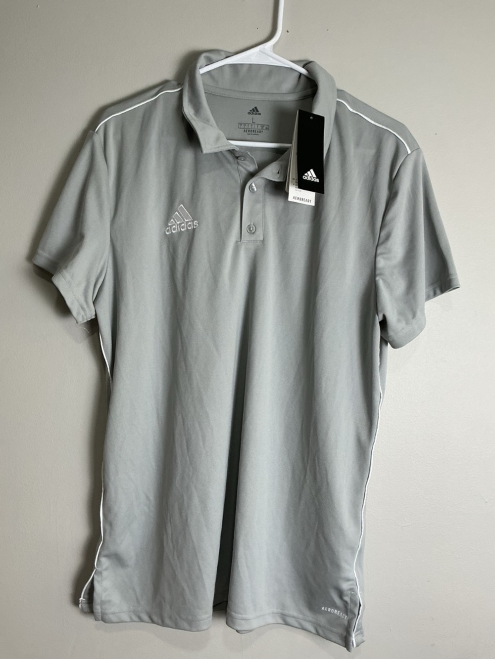 adidas Men's Light Gray Polo with White Trim